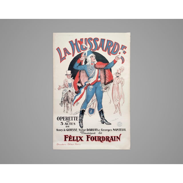 Paper Vintage French Operetta Parisian Theatre Poster, 1920s For Sale - Image 7 of 7