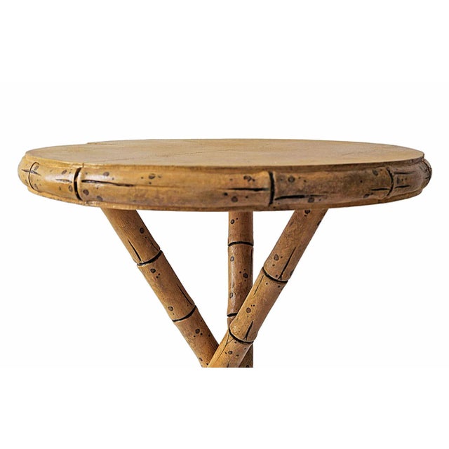 Antique European Tripod Tables Faux Bamboo - A Pair For Sale - Image 9 of 10