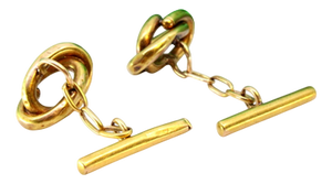 Yellow Gold Cufflinks with Intertwined Link-Shaped Windings, Set of 2