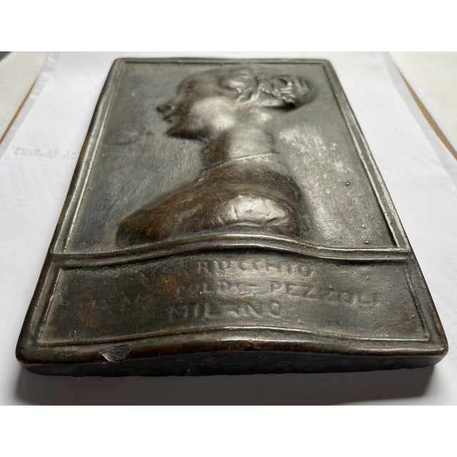 This is a beautiful vintage plaster plaque made for Museo Poldi Pezzoli Milano, representing Verrocchio’s painting...