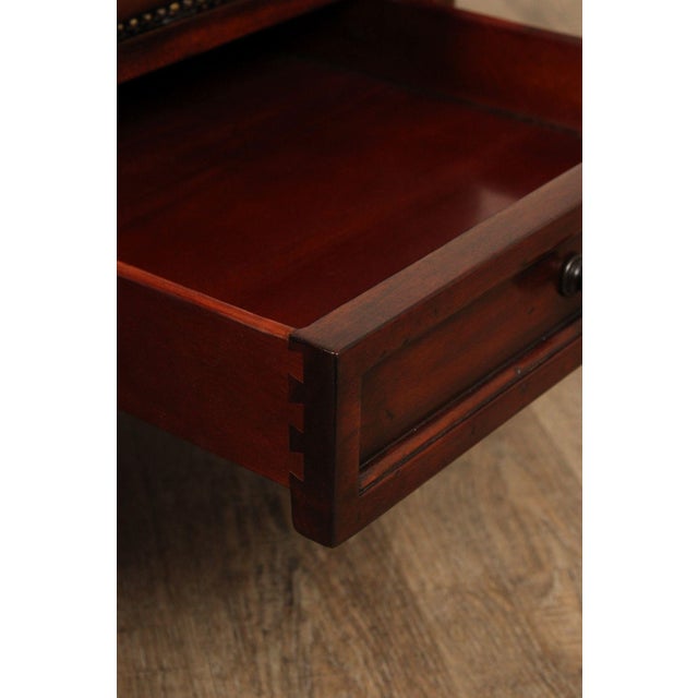 CTH Sherrill Occasional English Regency Style Tufted Leather Ottoman For Sale In Philadelphia - Image 6 of 12