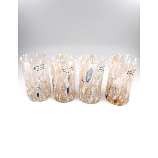 Almond Hand Blown Alessandro Coppola Murano Art Glass Tumblers Handcrafted in Italy - Set of 4 For Sale - Image 8 of 11
