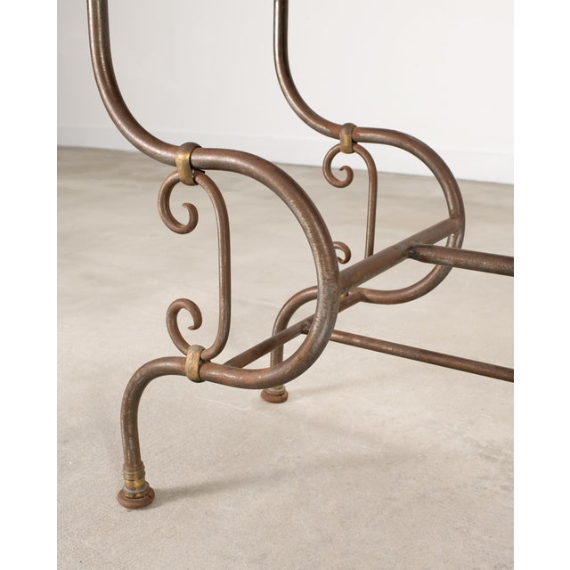 Bronze French Belle Époque Steel Marble Bronze Pâtisserie Table Console For Sale - Image 8 of 18