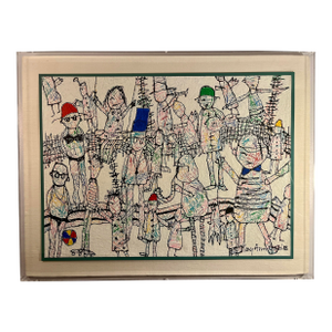 1988 Original Acrylic Painting by Mary Ann Jones Signed Framed in Plexiglass Box Frame