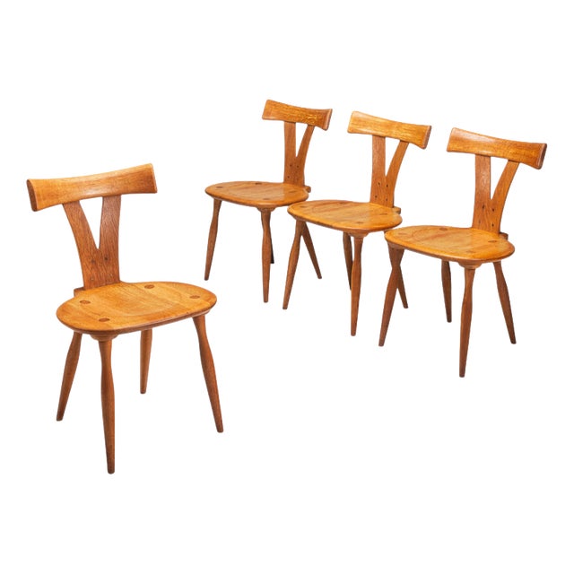 Vintage Scandinavian Dining Chairs in Oak, Sweden, 1960, Set of 4 For Sale