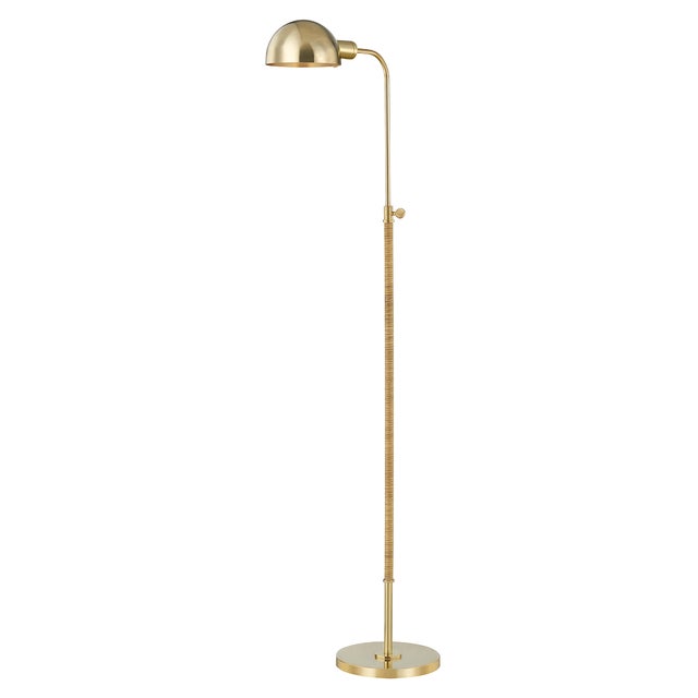Hudson Valley Lighting Mark D. Sikes 1 Light Devon Floor Lamp, Aged Brass, Natural Shade For Sale - Image 4 of 4