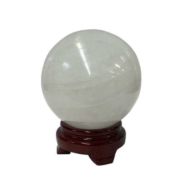 Oriental White Stone Carved Round Ball Display Art For Sale In San Francisco - Image 6 of 6