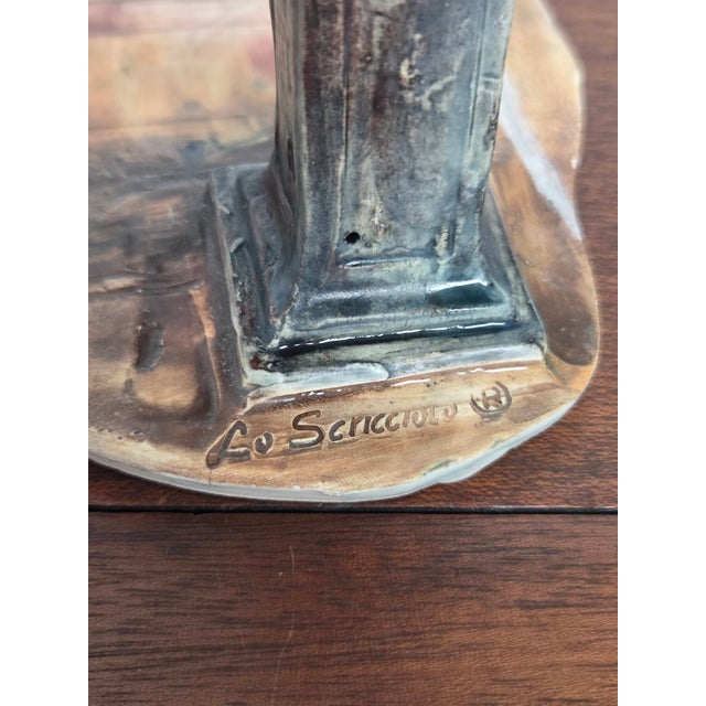 Sky Blue Vintage Lo Scricciolo Toni Moretto Ceramic Male Tennis Sculpture For Sale - Image 8 of 9