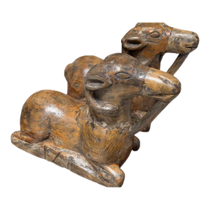 Pair of Antique 18th C Goat Ram Egyptian Sculptures