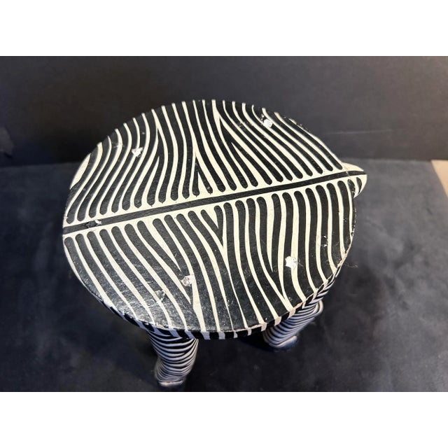 1980s Vintage Hand Painted Wood Figural Zebra Plant Stand For Sale - Image 5 of 8