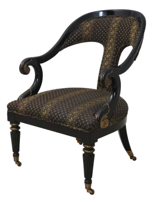 English Style Neoclassical Black & Gold Chair