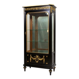 French Napoleon III Showcase in Black Lacquer For Sale