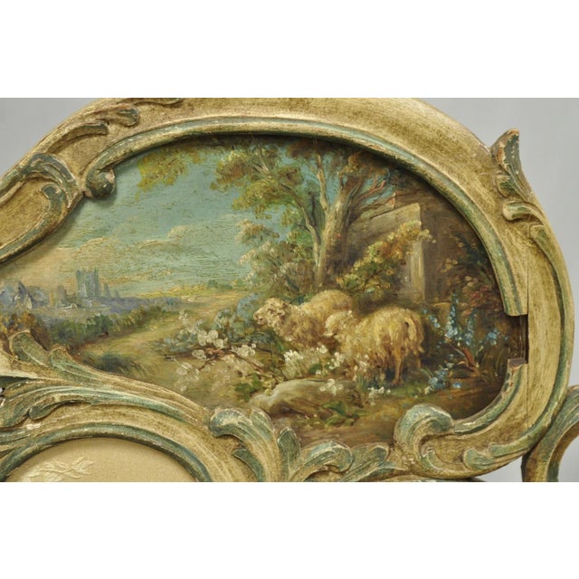 Antique French Louis XV Hand Painted Petite 3 Panel Folding Dressing Screen For Sale - Image 12 of 18