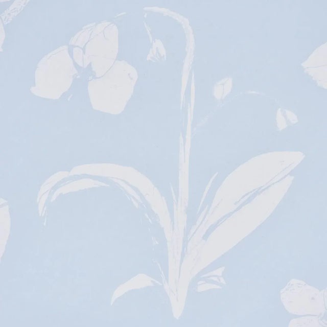 Contemporary Sample - Schumacher x Hera Ford Orchids Have Dreams Wallpaper in Sky For Sale - Image 3 of 4