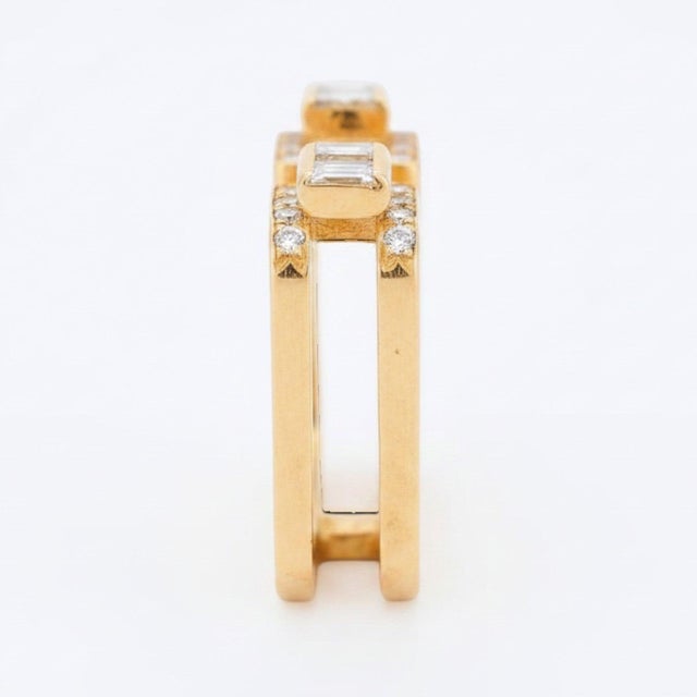 Jean Vendôme Diamond Double-Band Ring 18k Gold - Vintage For Sale - Image 4 of 5