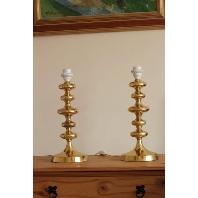 Swedish Brass Bobbin Table Lamp, Set of 2 For Sale - Image 17 of 18