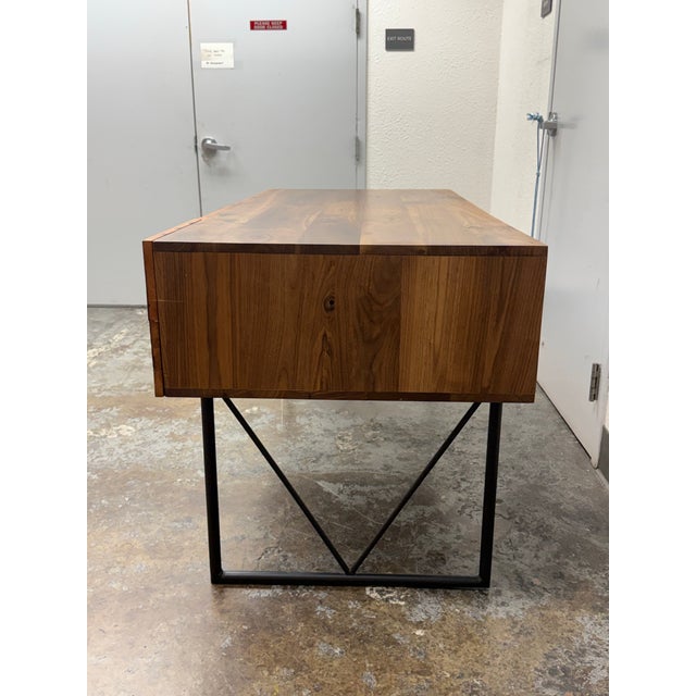 2010s Crate & Barrel Atwood Rustic Industrial Desk For Sale - Image 5 of 12
