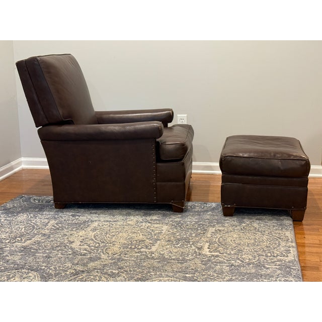 Kittinger Mid-Century Kittinger Leather "King of Ease" Recliner and Ottoman Set - 2 Pieces For Sale - Image 4 of 9