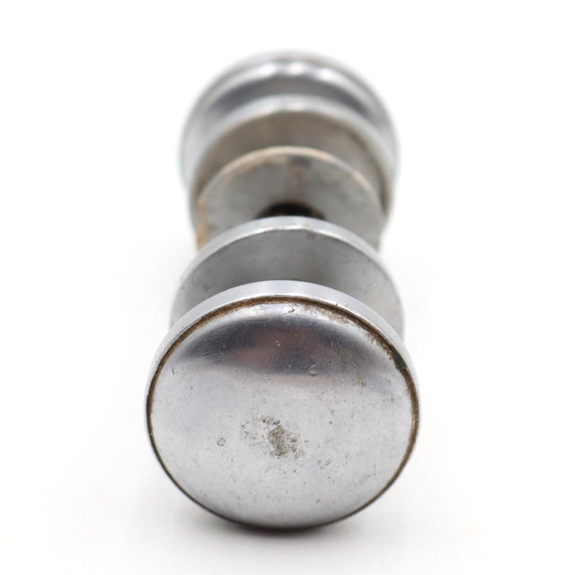Mid 20th Century Vintage 1.75 In. Brushed Steel Passage Door Knob Set For Sale - Image 5 of 6