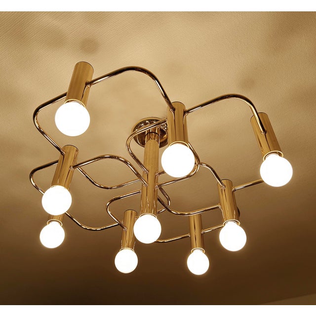 Large Space Age Gilded Ceiling Light from Leola For Sale - Image 4 of 18