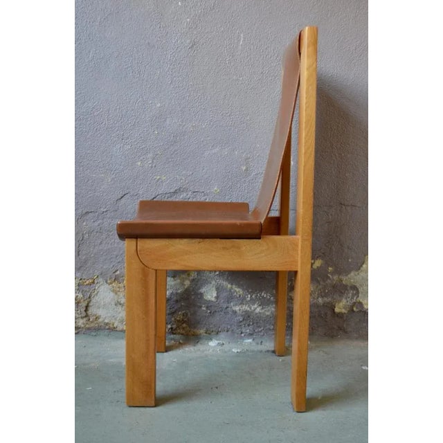 Solid Elm & Leather Chairs by Roland Haeusler, Set of 4 For Sale - Image 17 of 18