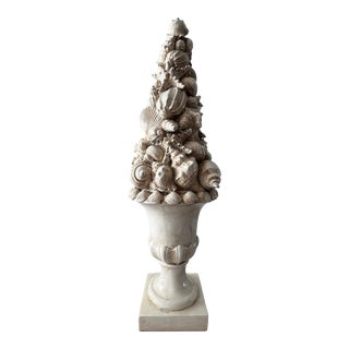 Lovely 26” Seashell Topiary in Off White For Sale