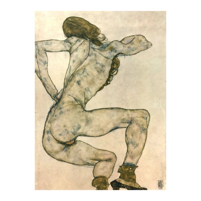 Artist: Egon Schiele Country: Austria Title: Crouching Nude Medium: Offset – 28 Paper: Heavy paper 16 x 12 inch Published:...