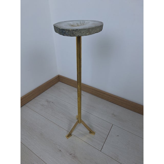 Metal Vintage Brass Ashtray with White Hard Stone For Sale - Image 7 of 7