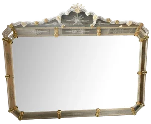 Venetian Rectangular Gold Floreal Hand-Carving Mirror by Simoeng