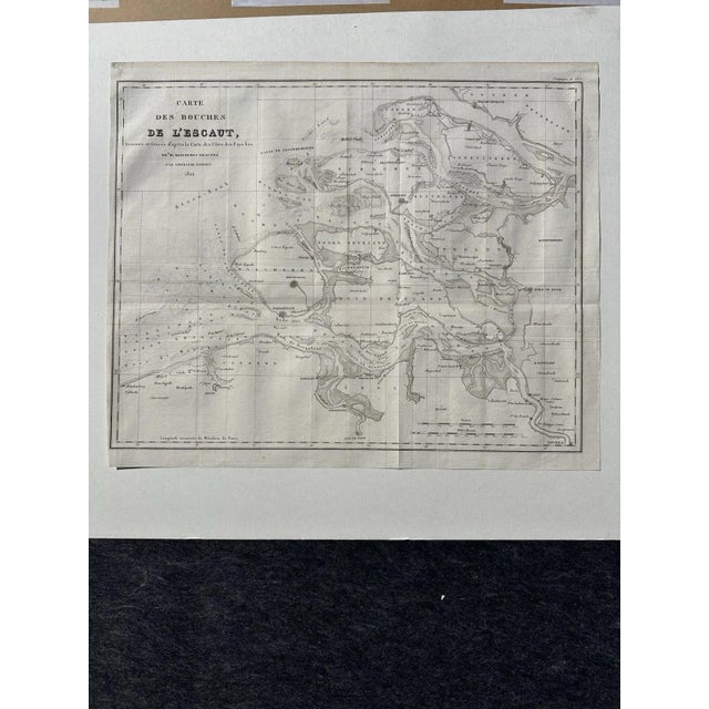 Hollywood Regency Map of the Scheldt Estuaries, 1822 For Sale - Image 3 of 13