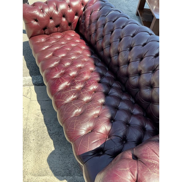 Vintage Tufted Leather Chesterfield Sofa For Sale - Image 11 of 12