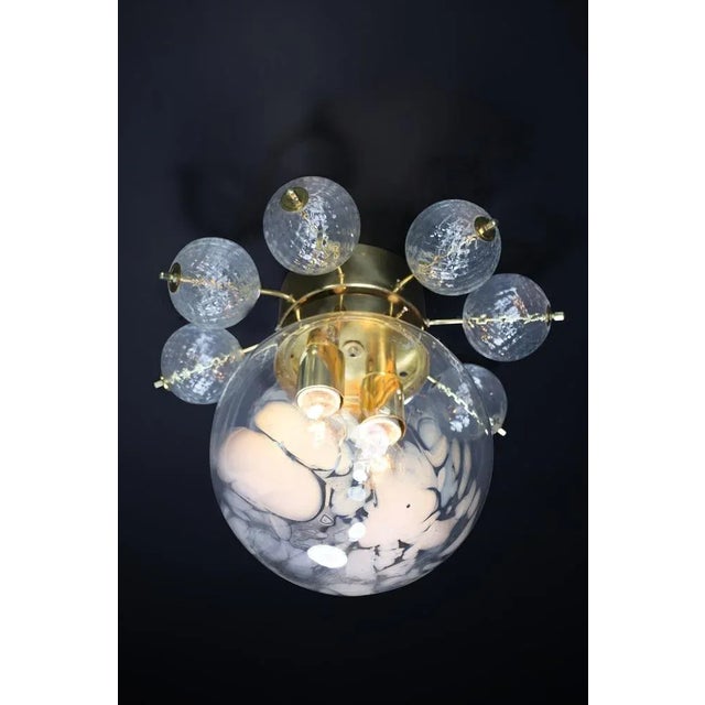 Bohemian glass flush mount ceiling lamp, prague, 1960s — 4 available. This striking bohemian flush mount ceiling lamp...