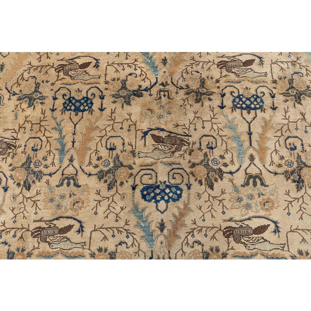 Antique Tabriz Rug in Blue and Brown For Sale - Image 4 of 9