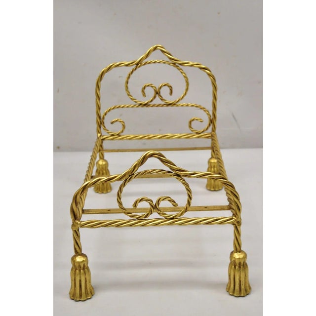 Mid 20th Century Vintage Italian Hollywood Regency Iron Tassel Frame Pet Cat Dog Bed or Doll Bed For Sale - Image 5 of 11