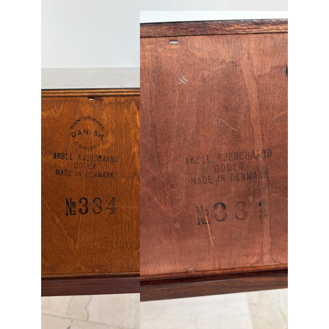 Scandinavian Dark Wood Bedside Tables by Kai Kristiansen for Aksel Kjiersgaard, Denmark, 1960s, Set of 2 For Sale - Image 15 of 17