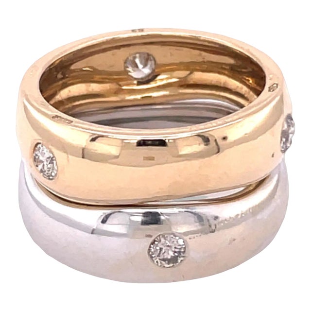 1990s 18k Yellow and White Gold Cartier Undulating Stacked “Love Me” Bands Size 6.5 - 2 Pieces For Sale