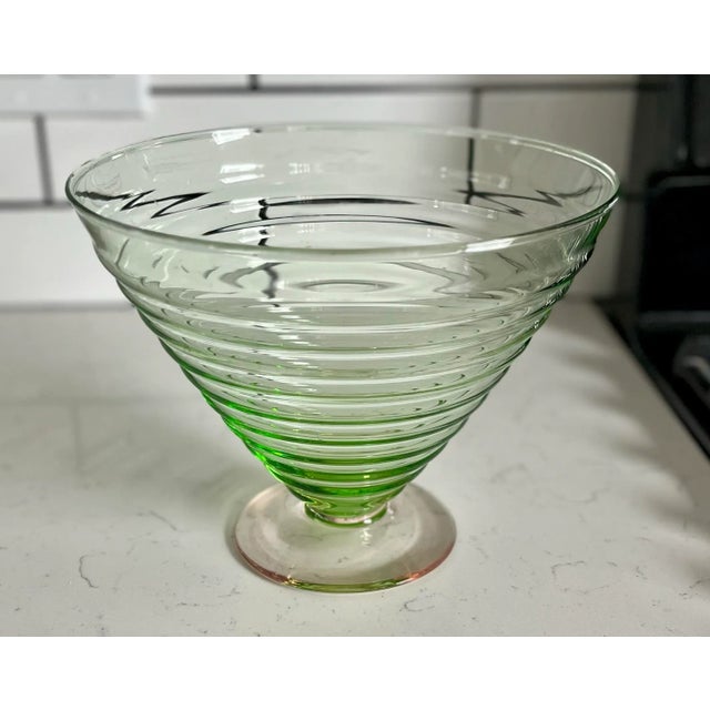 1940s Watermelon Glass Ribbed Fruit Bowl For Sale - Image 11 of 11