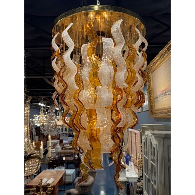 Mid-Century Modern Vintage Murano Cascata Chandelier For Sale - Image 3 of 6