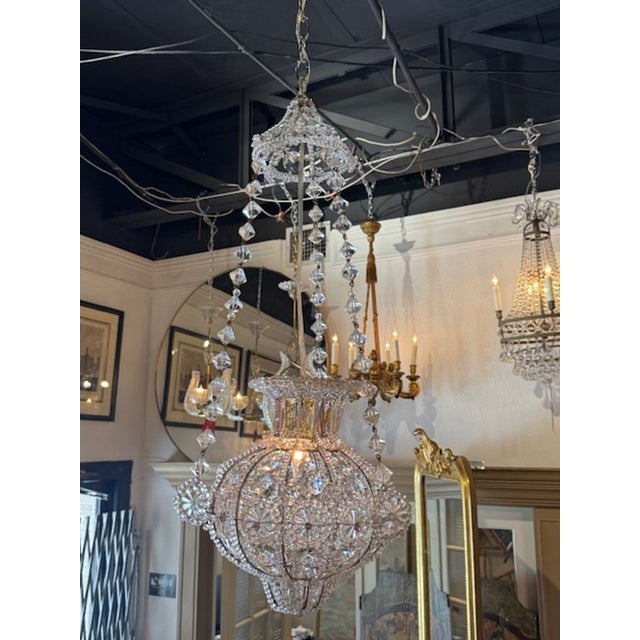 Transparent Vintage Italian Beaded Crystal Pendant Chandeliers For Sale - Image 8 of 8