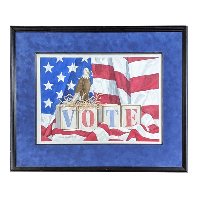 1999 Watercolor Painting "Vote" by Anne Kinder For Sale