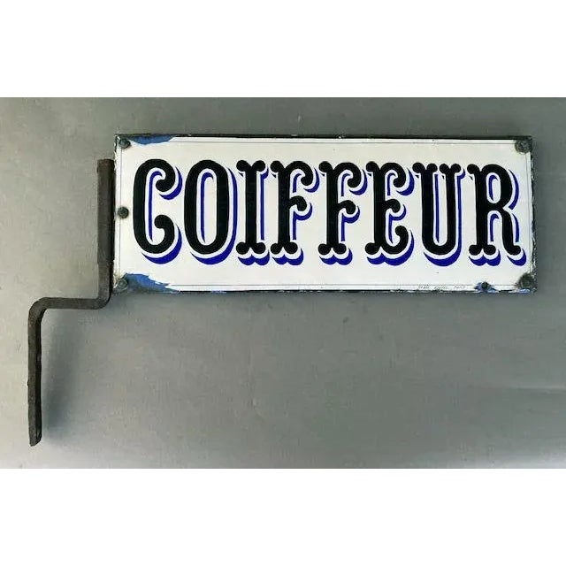 Antique French Enamel Sign, “Coiffeur,” Barbershop or Hairdresser For Sale In San Francisco - Image 6 of 6