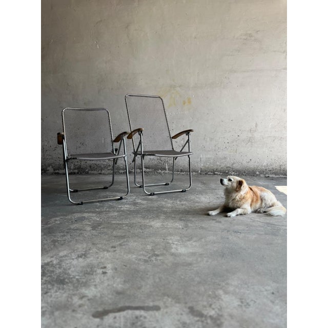 Set of Vintage Aluminium Wire Folding Chairs For Sale - Image 18 of 18