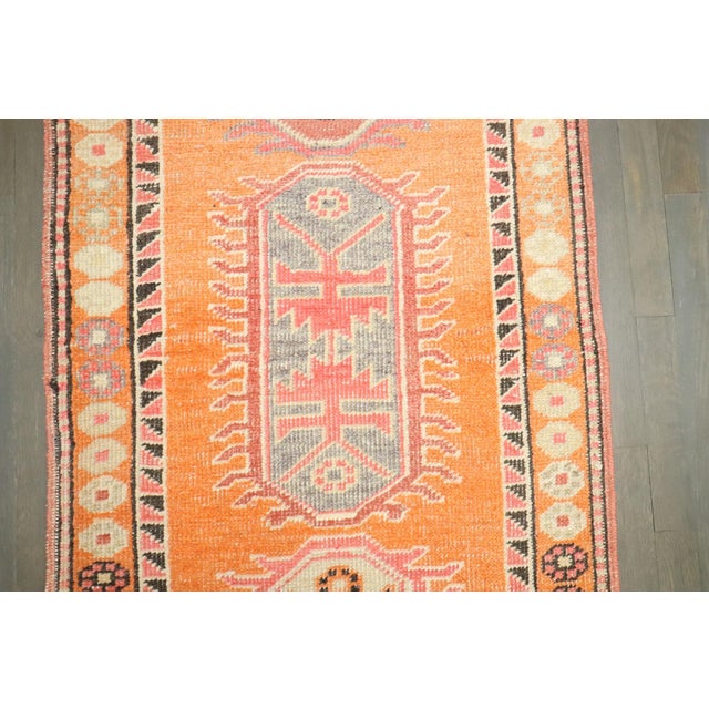 Mid 20th Century Vintage Orange Anatolian Turkish Runner - 2'7" x 12'5" For Sale - Image 5 of 8