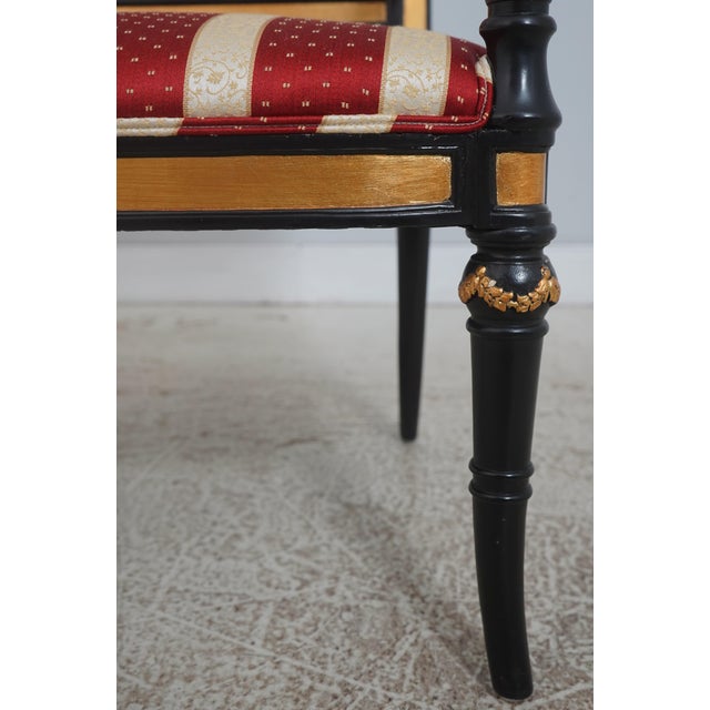 Pair of Ferguson Copeland Ebony & Gold Leaf Armchairs For Sale - Image 10 of 18