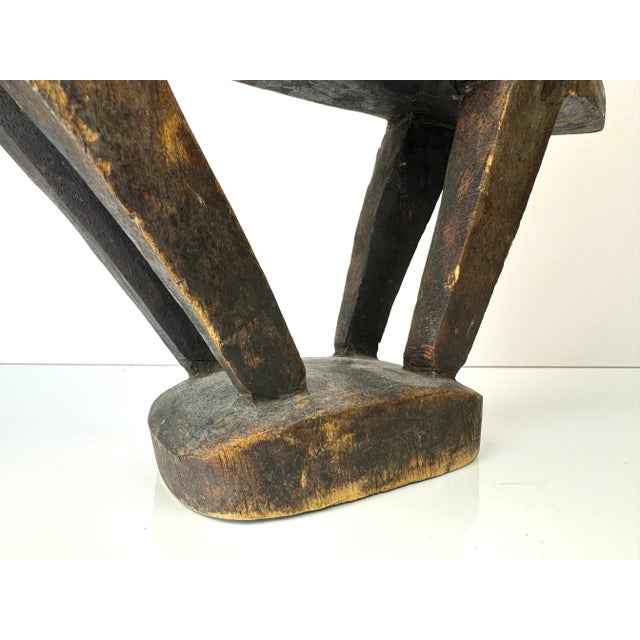 1980s Vintage West African Art Wood Hand Carved Sculpture For Sale - Image 4 of 12