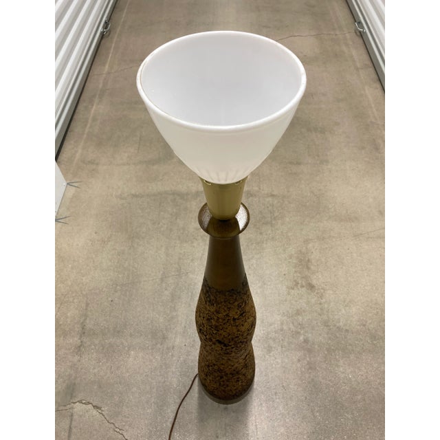 Mid-Century Modern Tall Walnut & Cork Table Lamp For Sale - Image 9 of 13