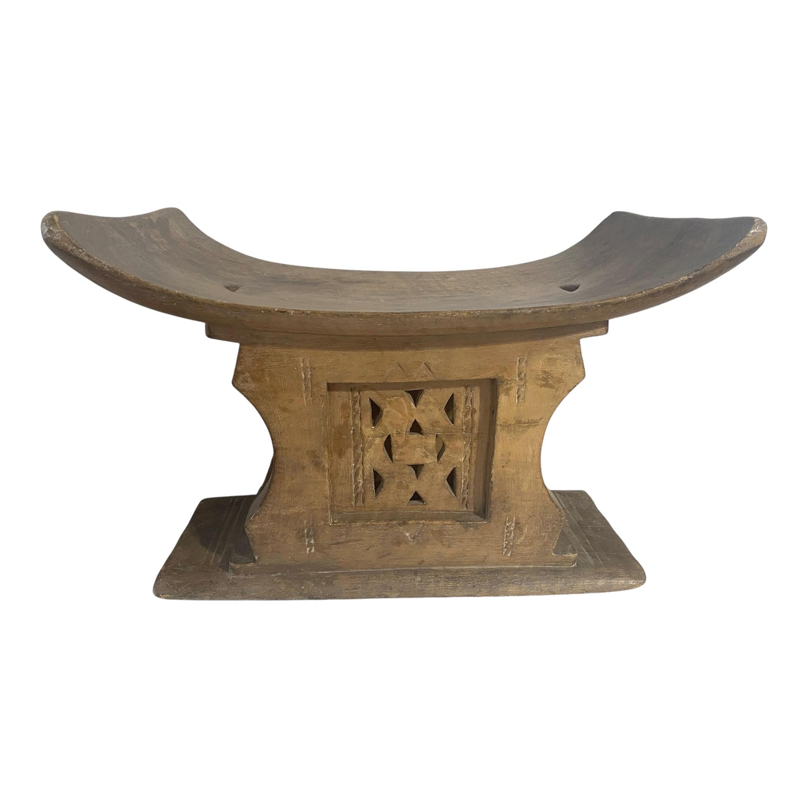 Rare Vintage Ashanti Carved Wood Stool 13.25" H Ghana | Chairish