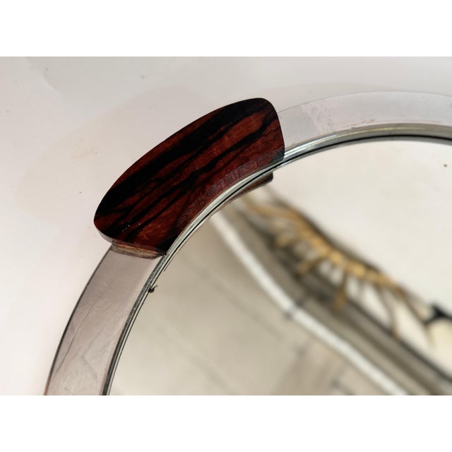 Art Deco Metal and Brown Wood Tray with Handles and Mirror, France, 1930 For Sale - Image 4 of 11