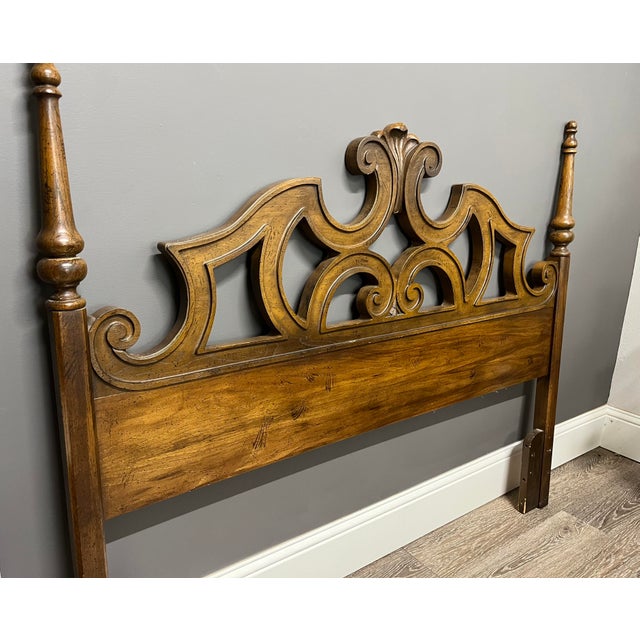 Antique Wood Headboard Carved Wood Ornate Style Elegant Boho Regency Romantic Neoclassical Full Queen Size Bed Faux Wood -...