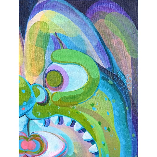 Cecilia Beaven Contemporary Abstract Green and Purple Toned Biomorphic Animal Painting, 2021 For Sale In Houston - Image 6 of 11